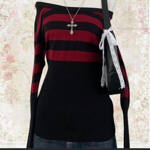 Y2K | Black and Red Stripped Shirt